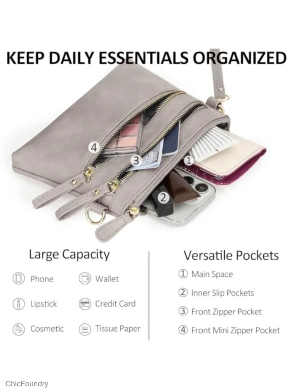 Small Crossbody Wristlet Wallet Vegan Leather Clutch Handbag